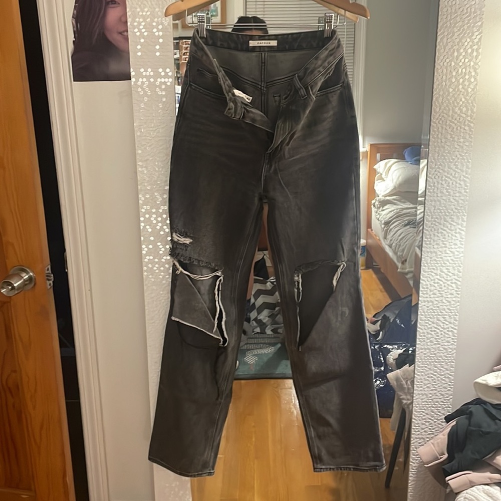 PacSun washed black ripped wide legged jeans